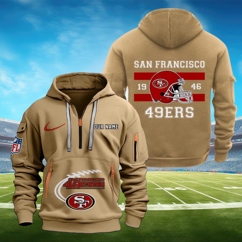 Sportswearmerch San Francisco 49ers NFL Half Zip Hoodie Personalized For Fan