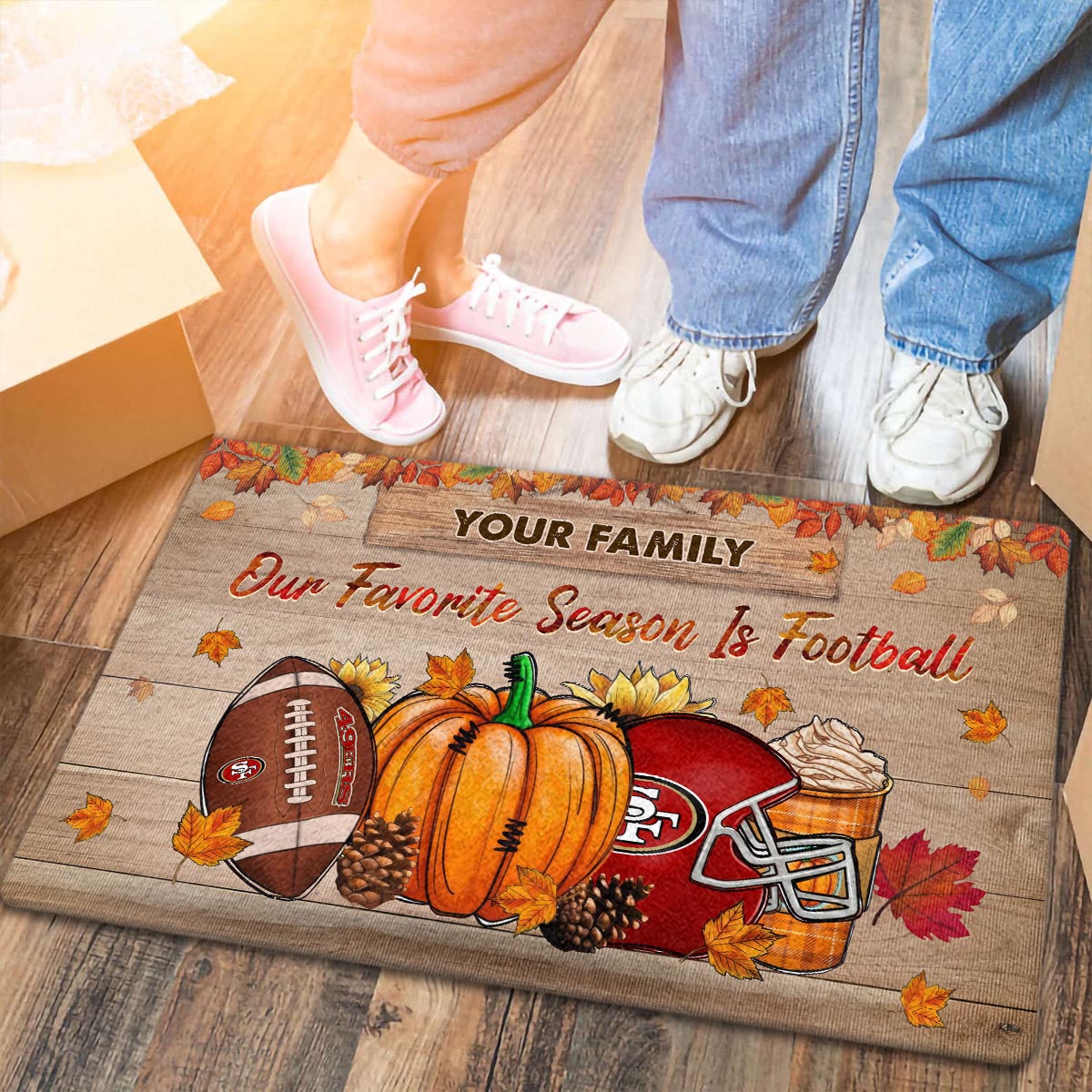 Sportswearmerch San Francisco 49ers NFL Our Favorite Season is Football Doormat For Fan