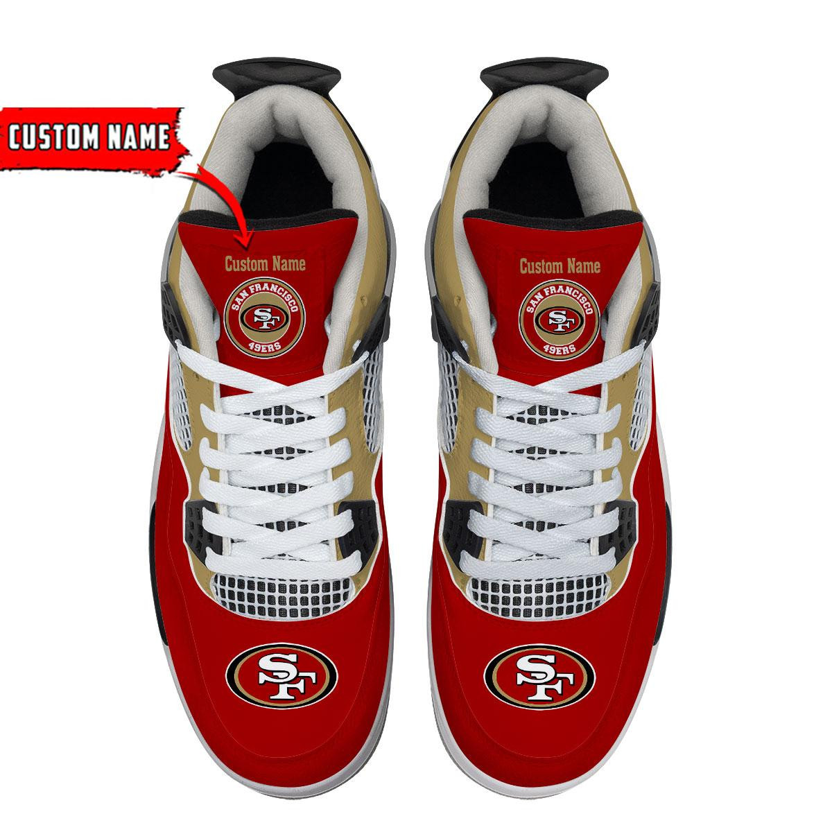 Sportswearmerch San Francisco 49ers NFL Personalized Air Jordan 4 SnAJ4 Sneakers Shoes For Men And Women