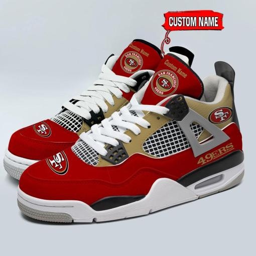 Sportswearmerch San Francisco 49ers NFL Personalized Air Jordan 4 SnAJ4 Sneakers Shoes For Men And Women