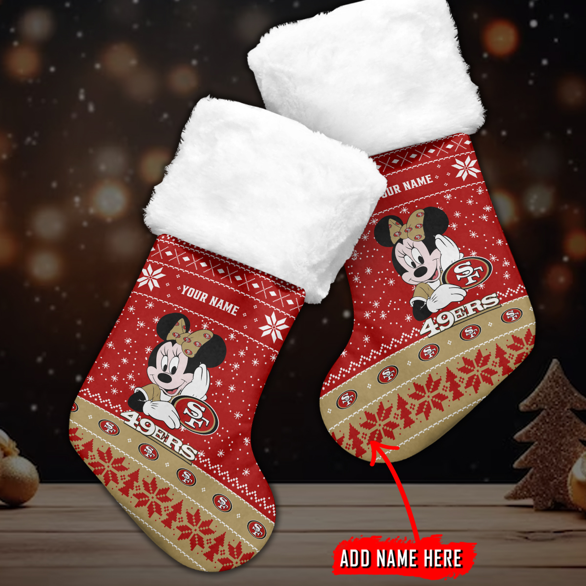 Sportswearmerch San Francisco 49ers NFL Personalized Christmas Socks For Fan