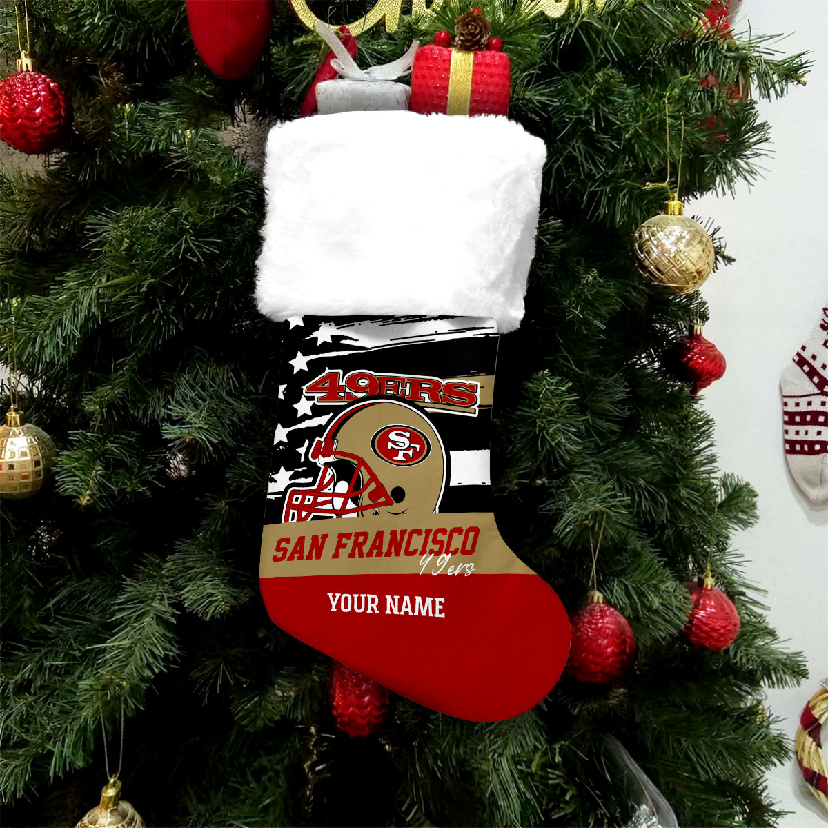 Sportswearmerch San Francisco 49ers NFL Personalized Christmas Socks For Fan