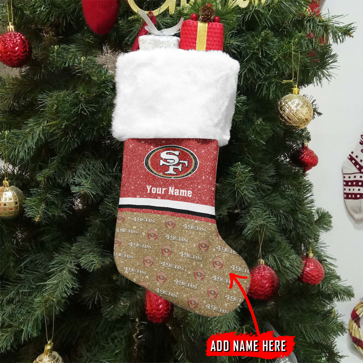 Sportswearmerch San Francisco 49ers NFL Personalized Christmas Socks For Fan