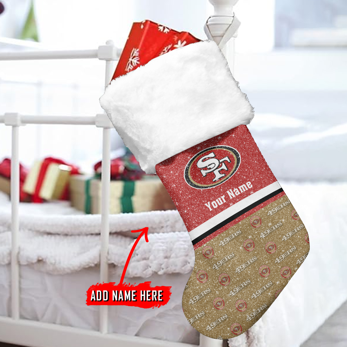 Sportswearmerch San Francisco 49ers NFL Personalized Christmas Socks For Fan