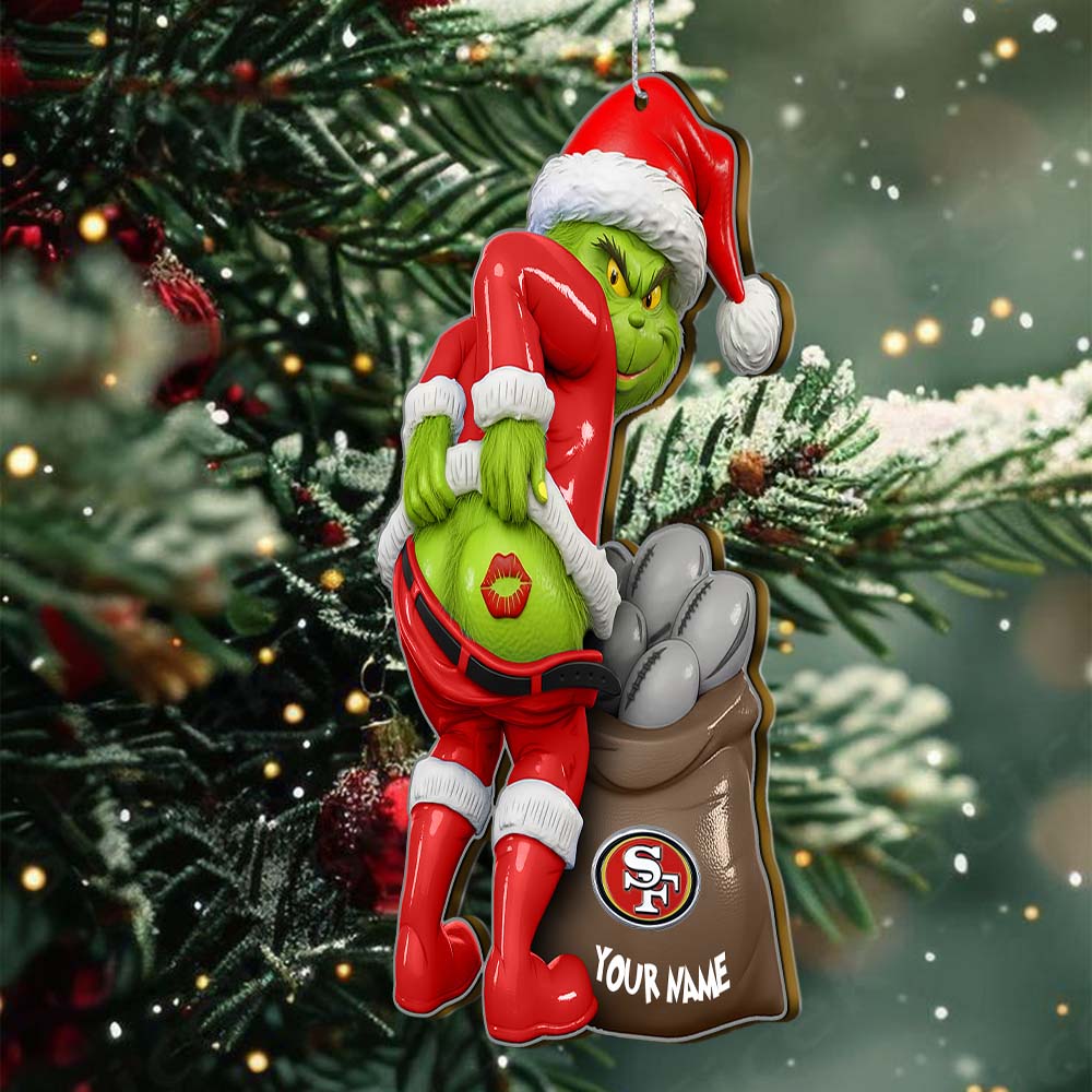 Sportswearmerch San Francisco 49ers NFL The Grinch x Christmas Acrylic Ornament Gift For Fan
