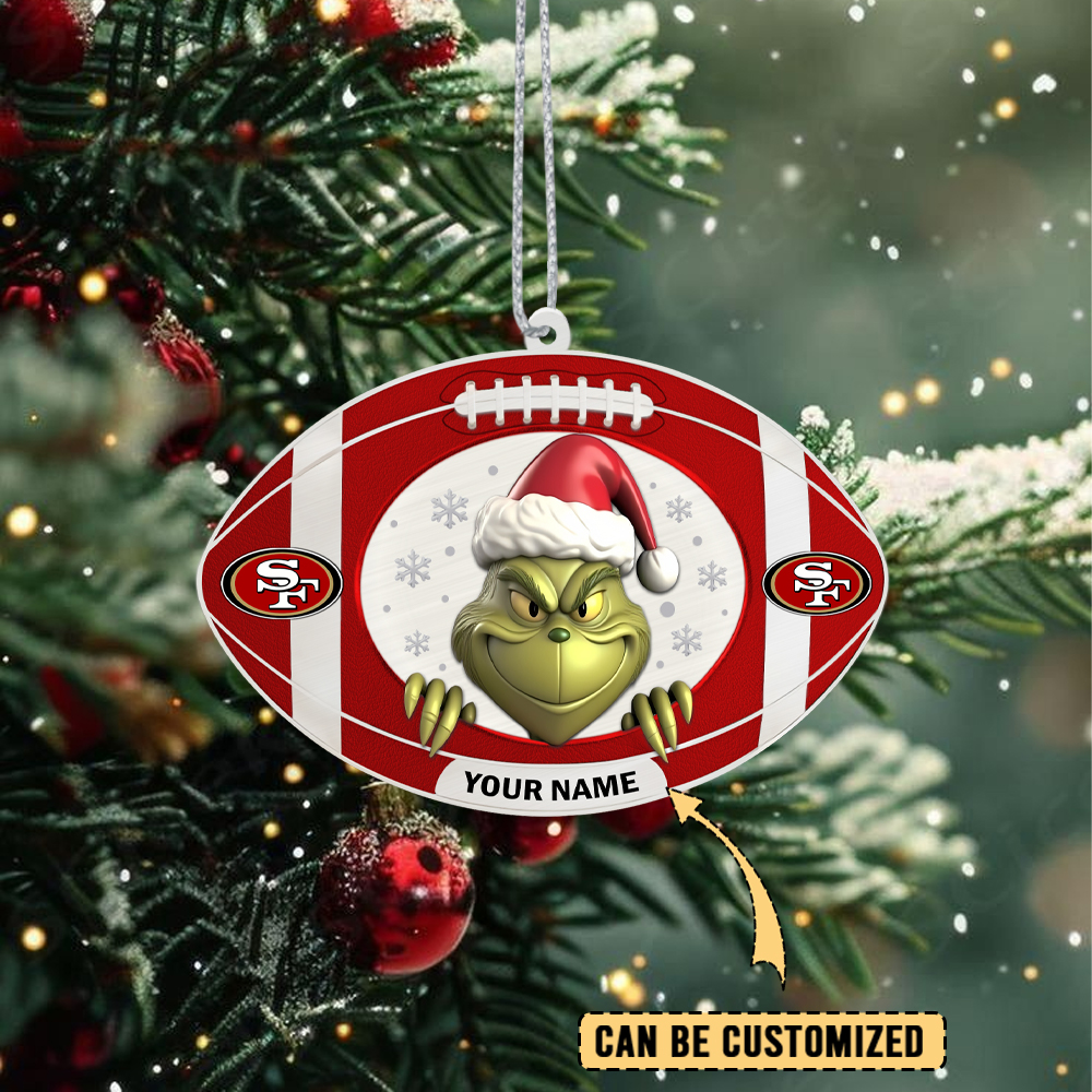 Sportswearmerch San Francisco 49ers NFL The Grinch x Christmas Acrylic Ornament Gift For Fan