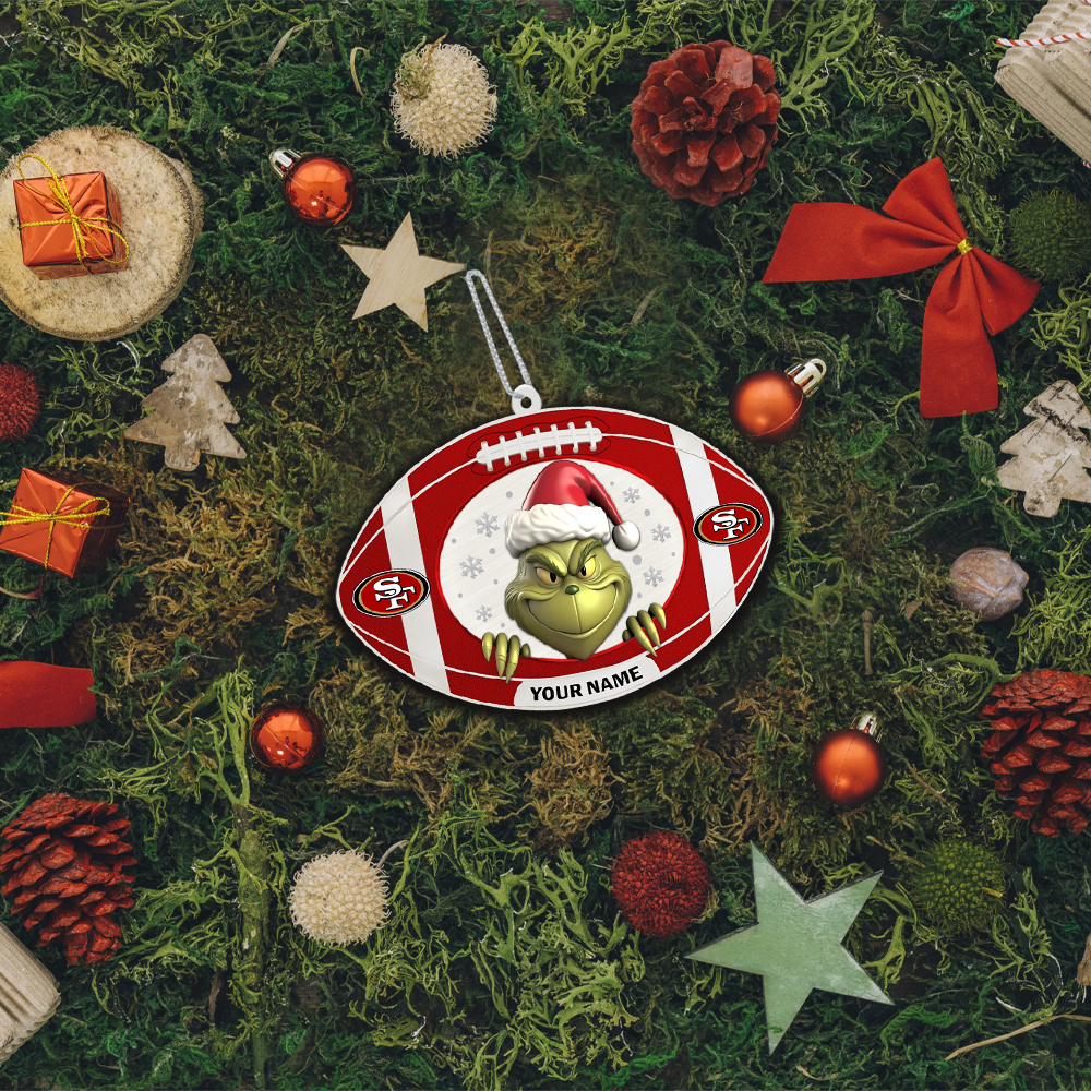 Sportswearmerch San Francisco 49ers NFL The Grinch x Christmas Acrylic Ornament Gift For Fan
