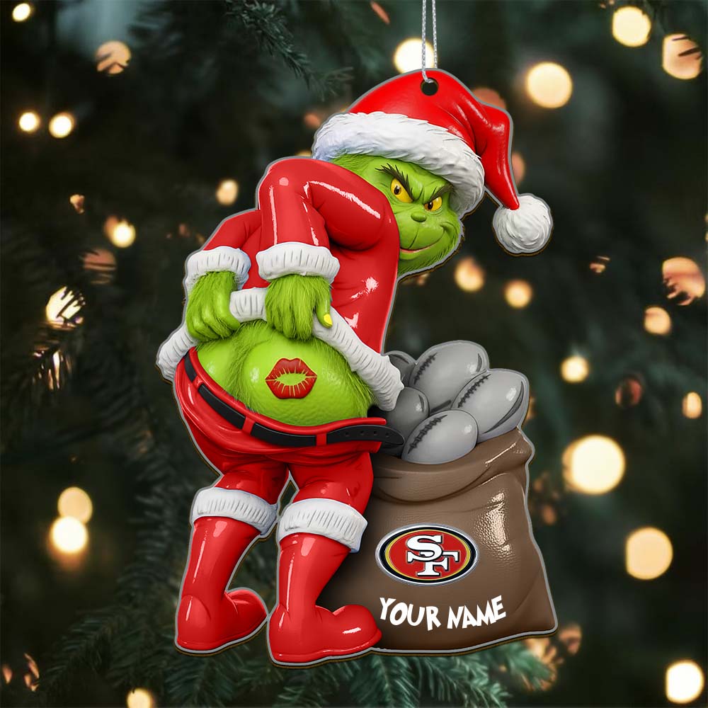 Sportswearmerch San Francisco 49ers NFL The Grinch x Christmas Acrylic Ornament Gift For Fan