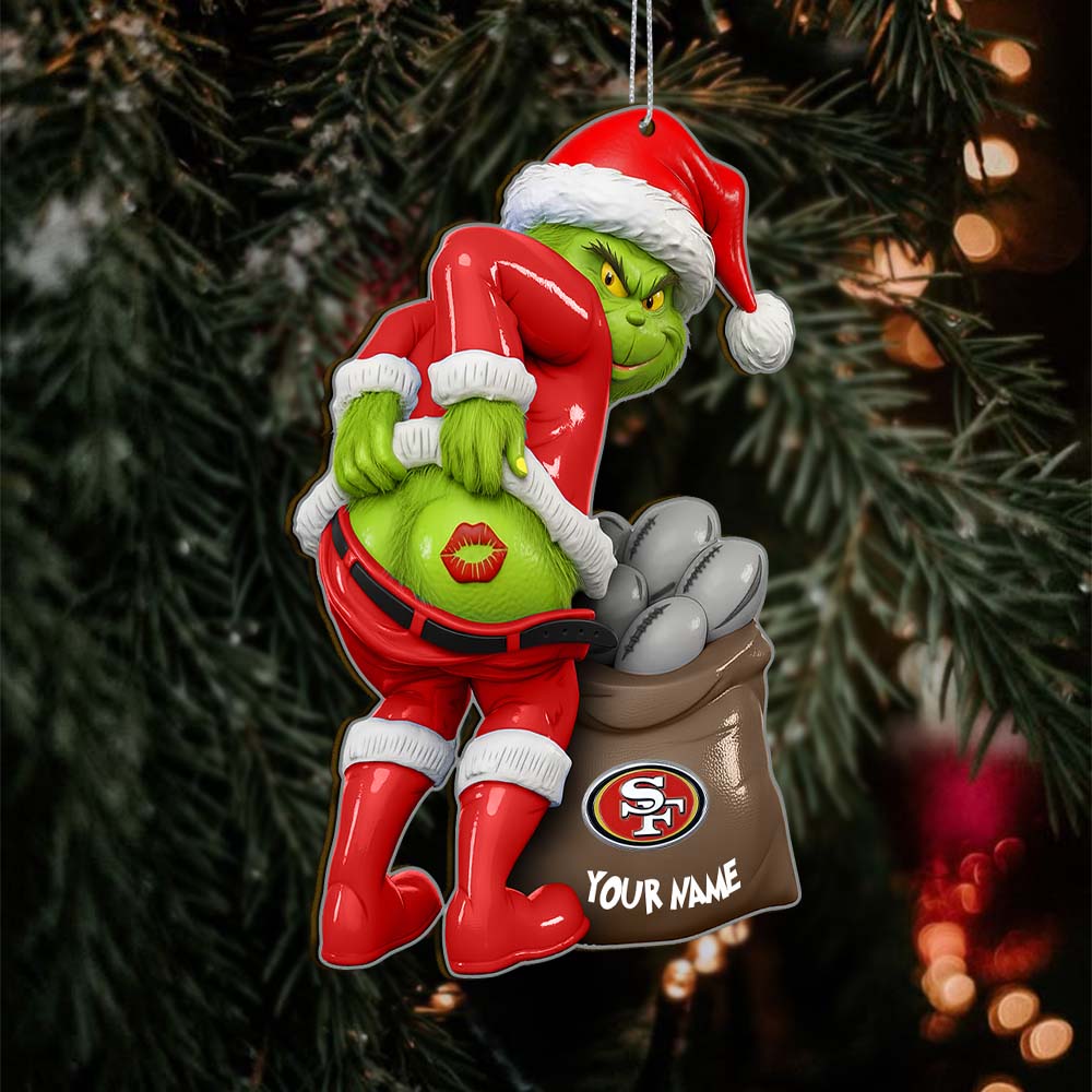 Sportswearmerch San Francisco 49ers NFL The Grinch x Christmas Acrylic Ornament Gift For Fan