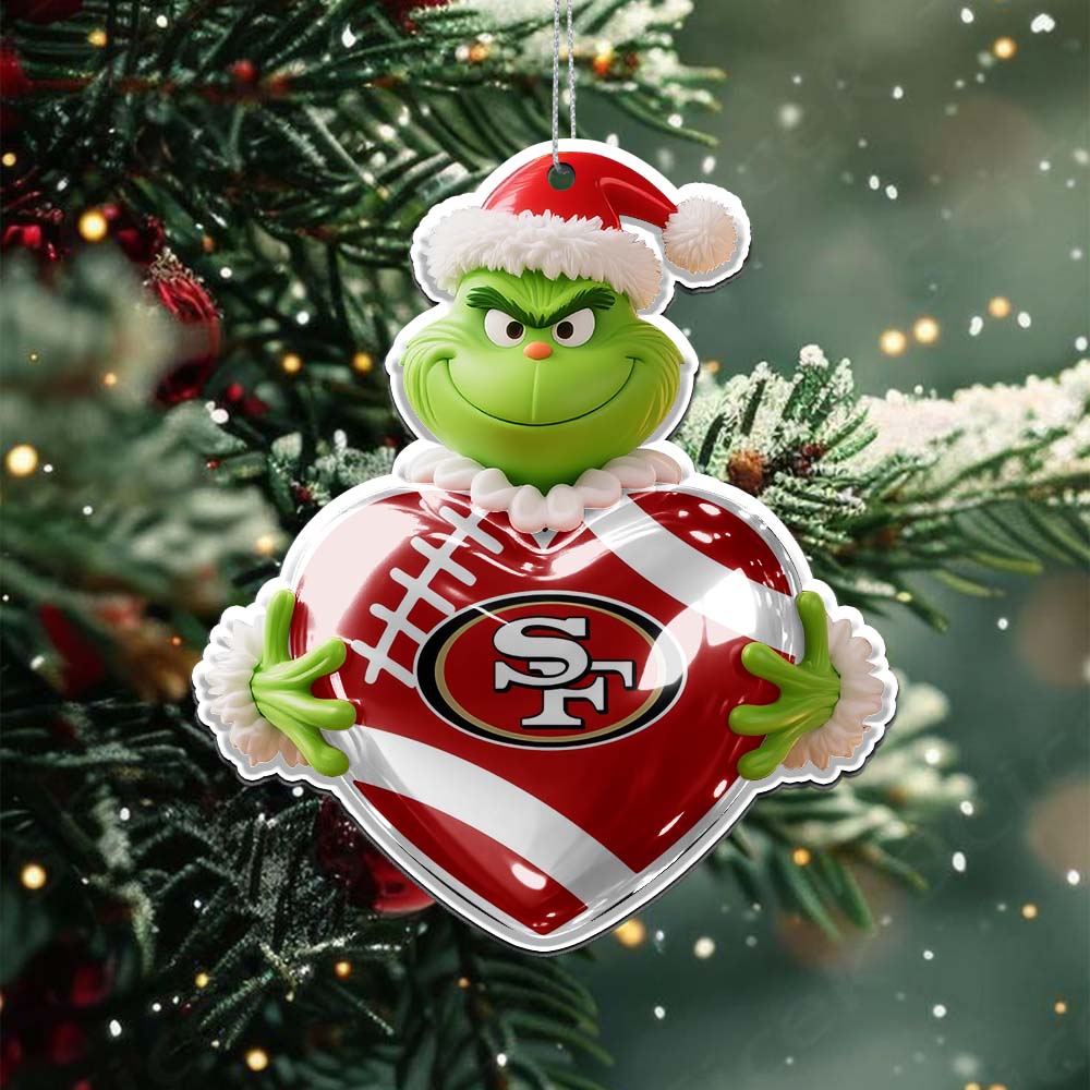 Sportswearmerch San Francisco 49ers NFL The Grinch x Christmas Acrylic Ornament Gift For Fan