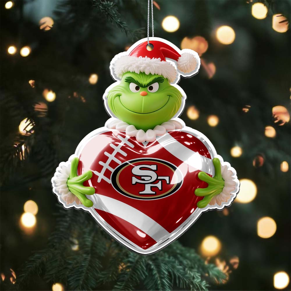 Sportswearmerch San Francisco 49ers NFL The Grinch x Christmas Acrylic Ornament Gift For Fan