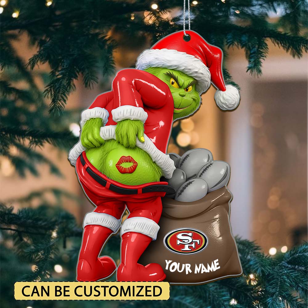 Sportswearmerch San Francisco 49ers NFL The Grinch x Christmas Acrylic Ornament Gift For Fan