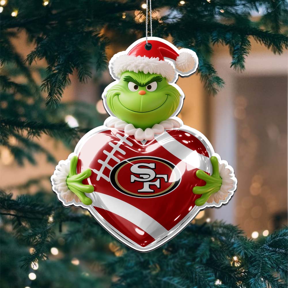 Sportswearmerch San Francisco 49ers NFL The Grinch x Christmas Acrylic Ornament Gift For Fan