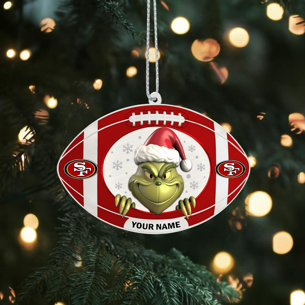 Sportswearmerch San Francisco 49ers NFL The Grinch x Christmas Acrylic Ornament Gift For Fan