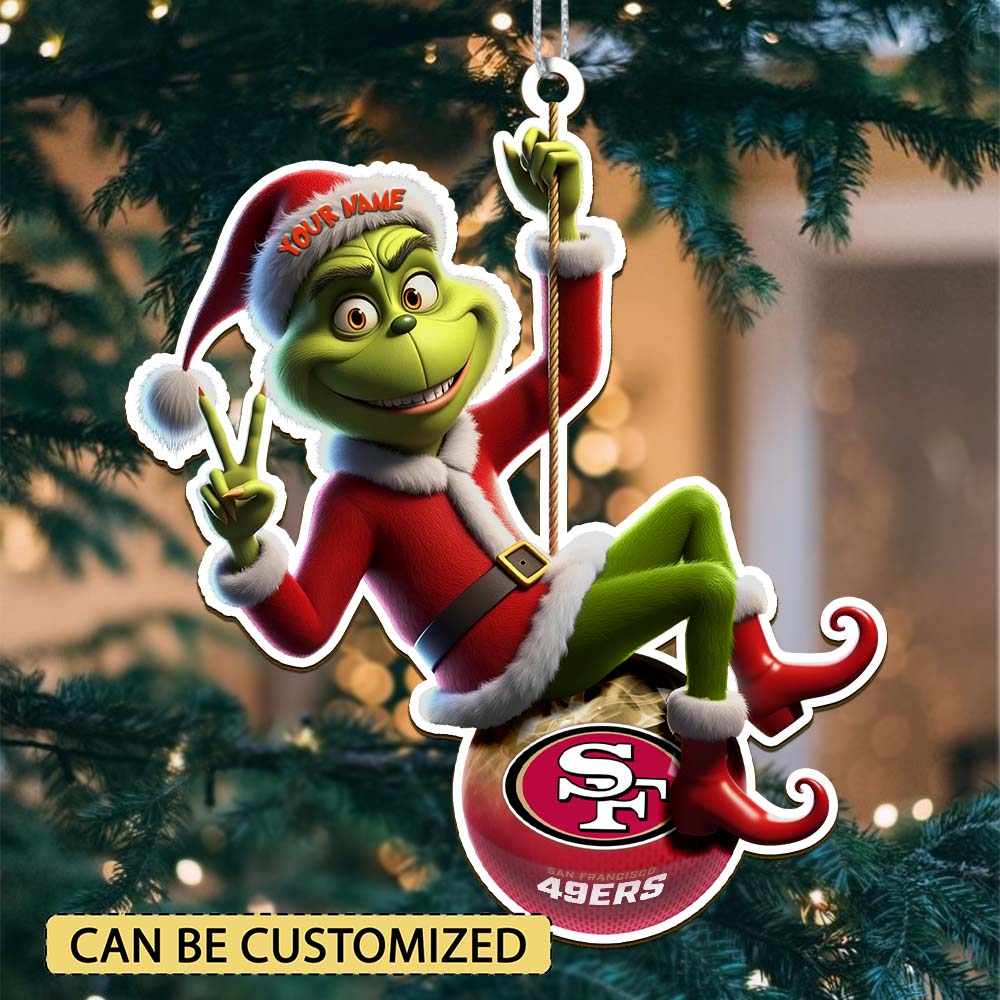 Sportswearmerch San Francisco 49ers NFL The Grinch x Christmas Acrylic Ornament Gift For Fan