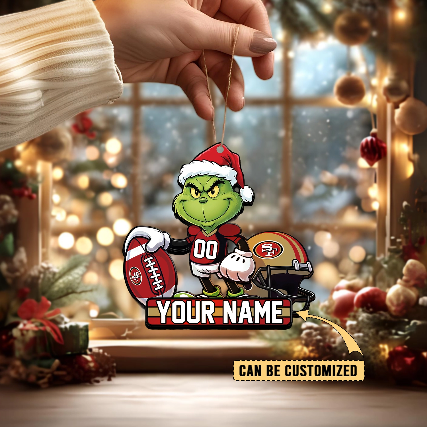Sportswearmerch San Francisco 49ers NFL The Grinch x Christmas Acrylic Ornament Gift For Fan