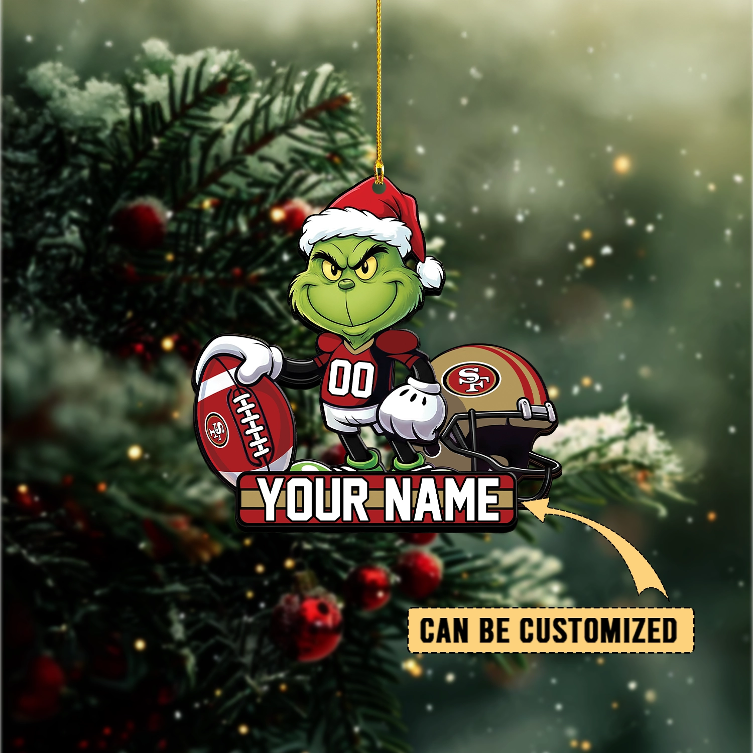 Sportswearmerch San Francisco 49ers NFL The Grinch x Christmas Acrylic Ornament Gift For Fan