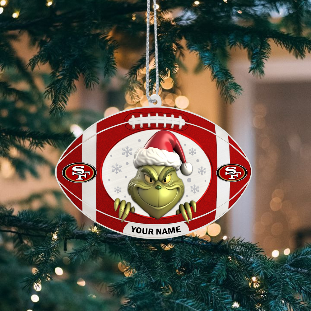 Sportswearmerch San Francisco 49ers NFL The Grinch x Christmas Acrylic Ornament Gift For Fan