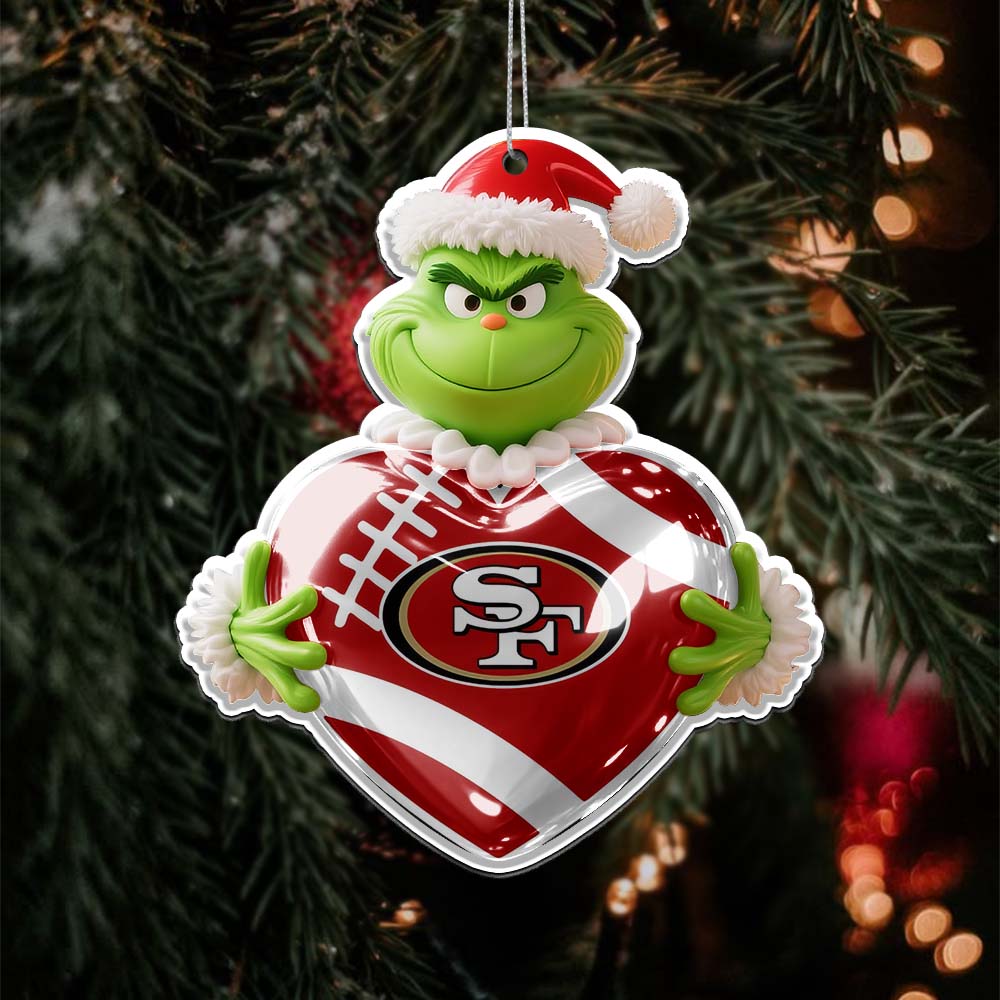 Sportswearmerch San Francisco 49ers NFL The Grinch x Christmas Acrylic Ornament Gift For Fan