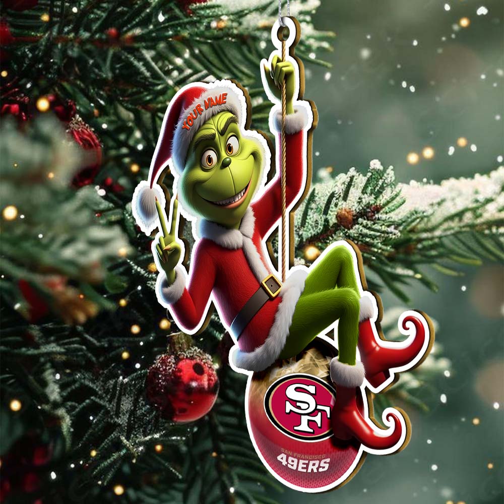 Sportswearmerch San Francisco 49ers NFL The Grinch x Christmas Acrylic Ornament Gift For Fan