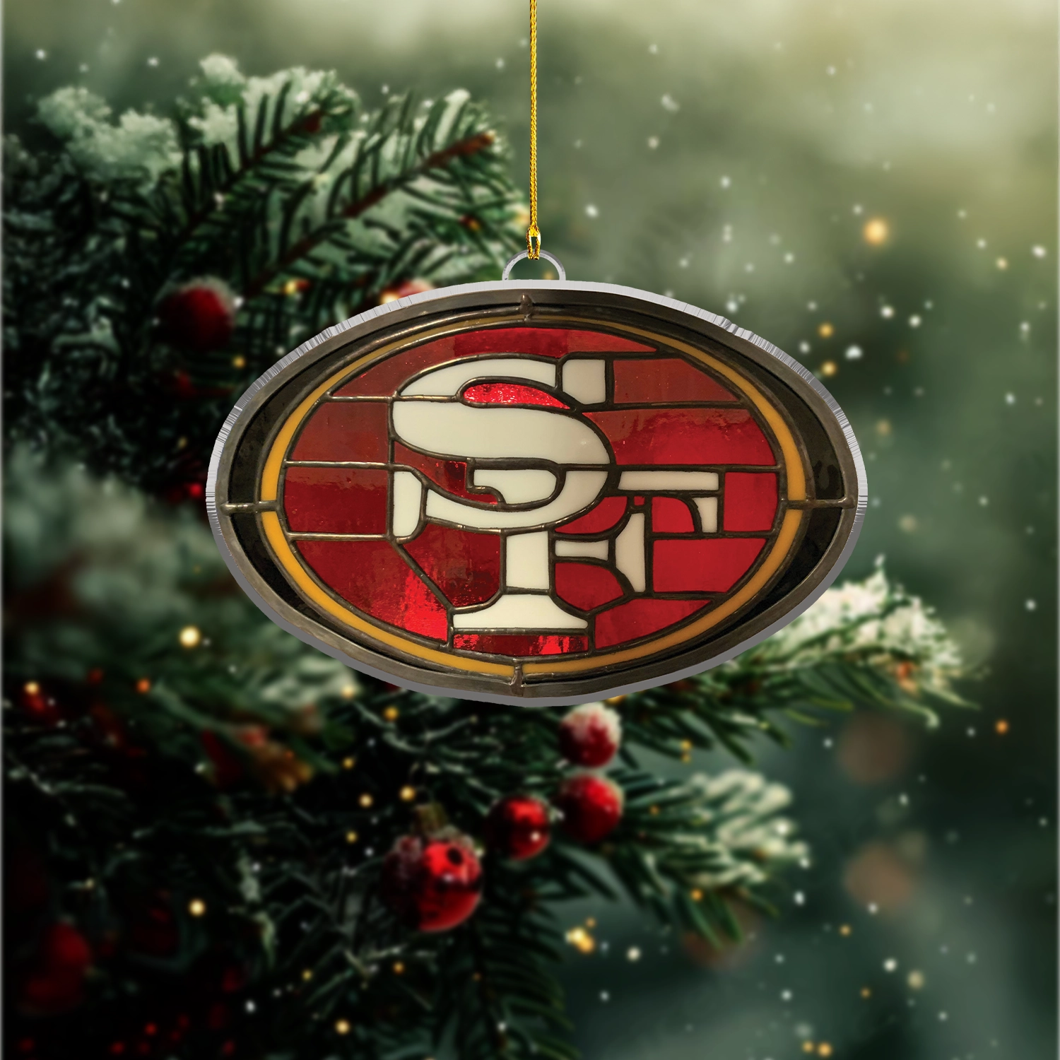 Sportswearmerch San Francisco 49ers NFL x Christmas Acrylic Ornament Gift For Fans