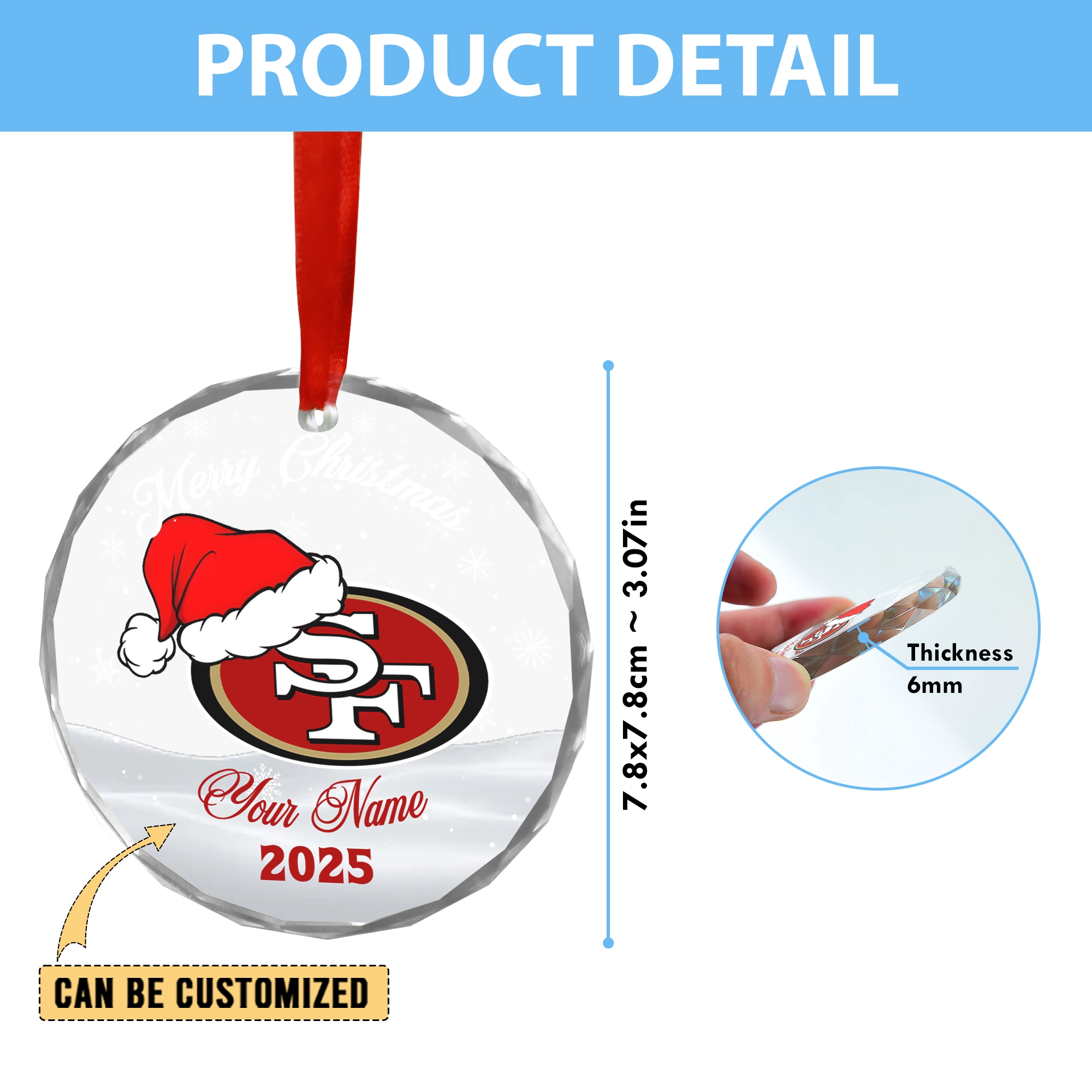 Sportswearmerch San Francisco 49ers NFL x Christmas Glass Ornament Gift For Fan