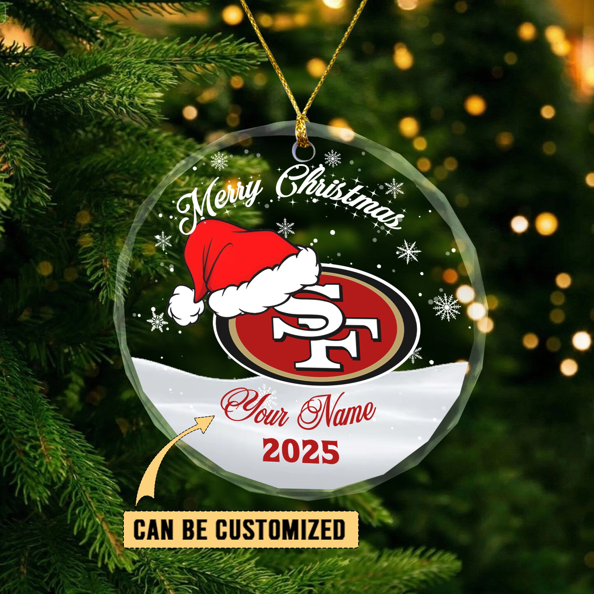 Sportswearmerch San Francisco 49ers NFL x Christmas Glass Ornament Gift For Fan