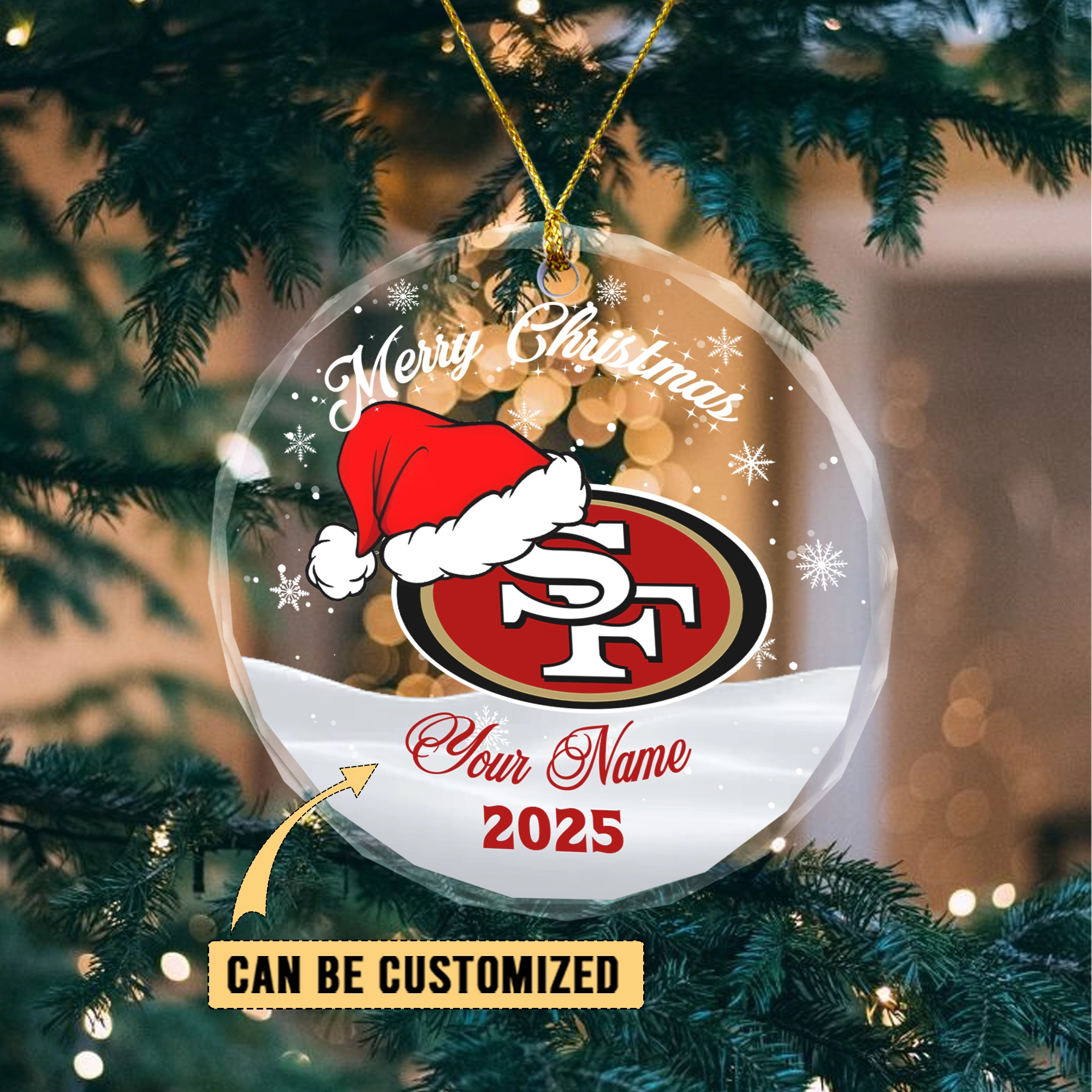 Sportswearmerch San Francisco 49ers NFL x Christmas Glass Ornament Gift For Fan