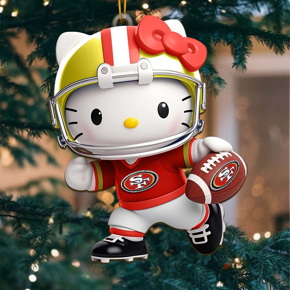 Sportswearmerch San Francisco 49ers NFL x Hello Kitty Personalized Acrylic Ornament Gift For Fans