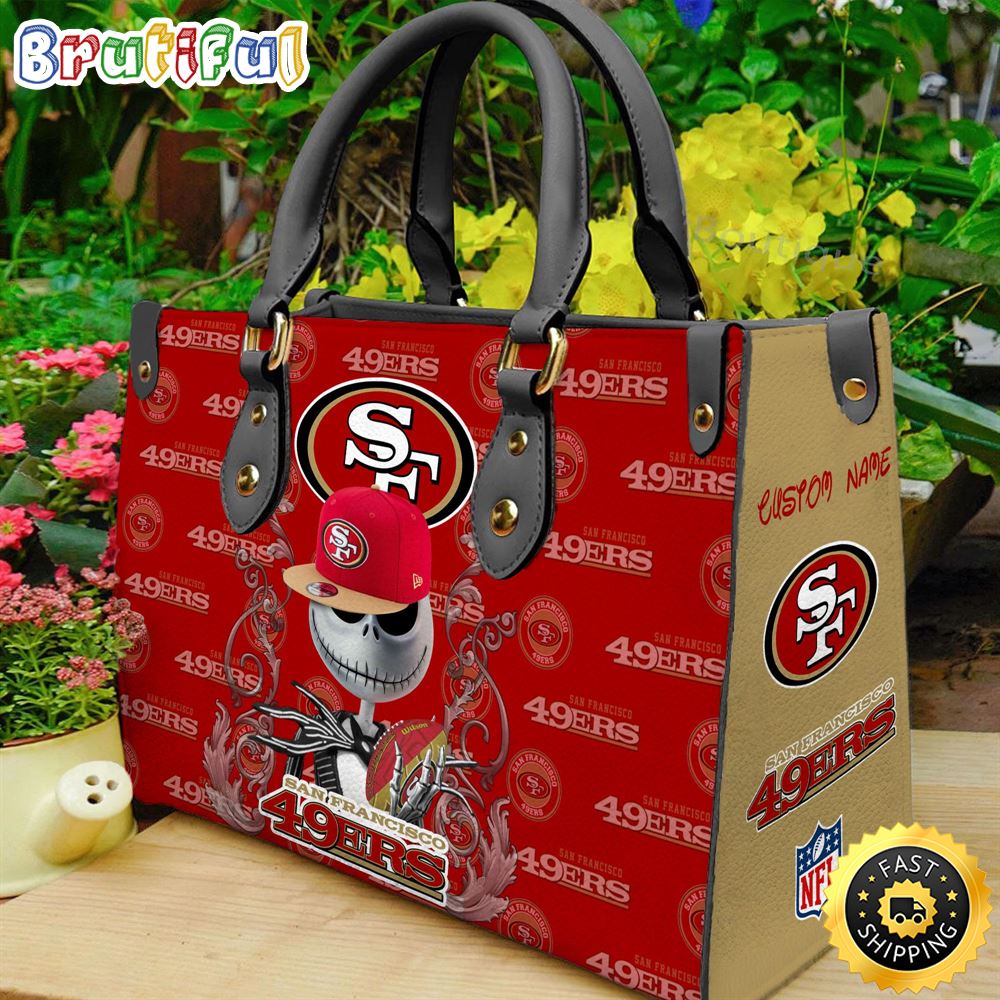 Sportswearmerch San Francisco 49ers NFL x Jack Skellington Women Leather Bag For Fan