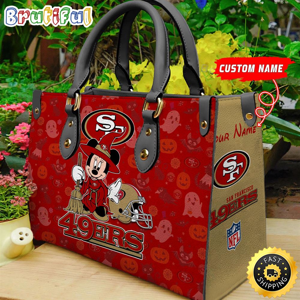 Sportswearmerch San Francisco 49ers NFL x Minnie Halloween Leather Handbag For Fan