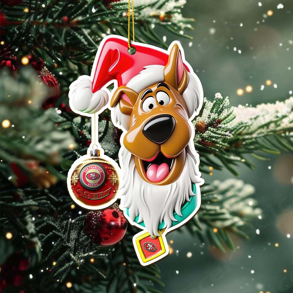 Sportswearmerch San Francisco 49ers NFL x Scooby doo x Christmas Acrylic Ornament Gift For Fan