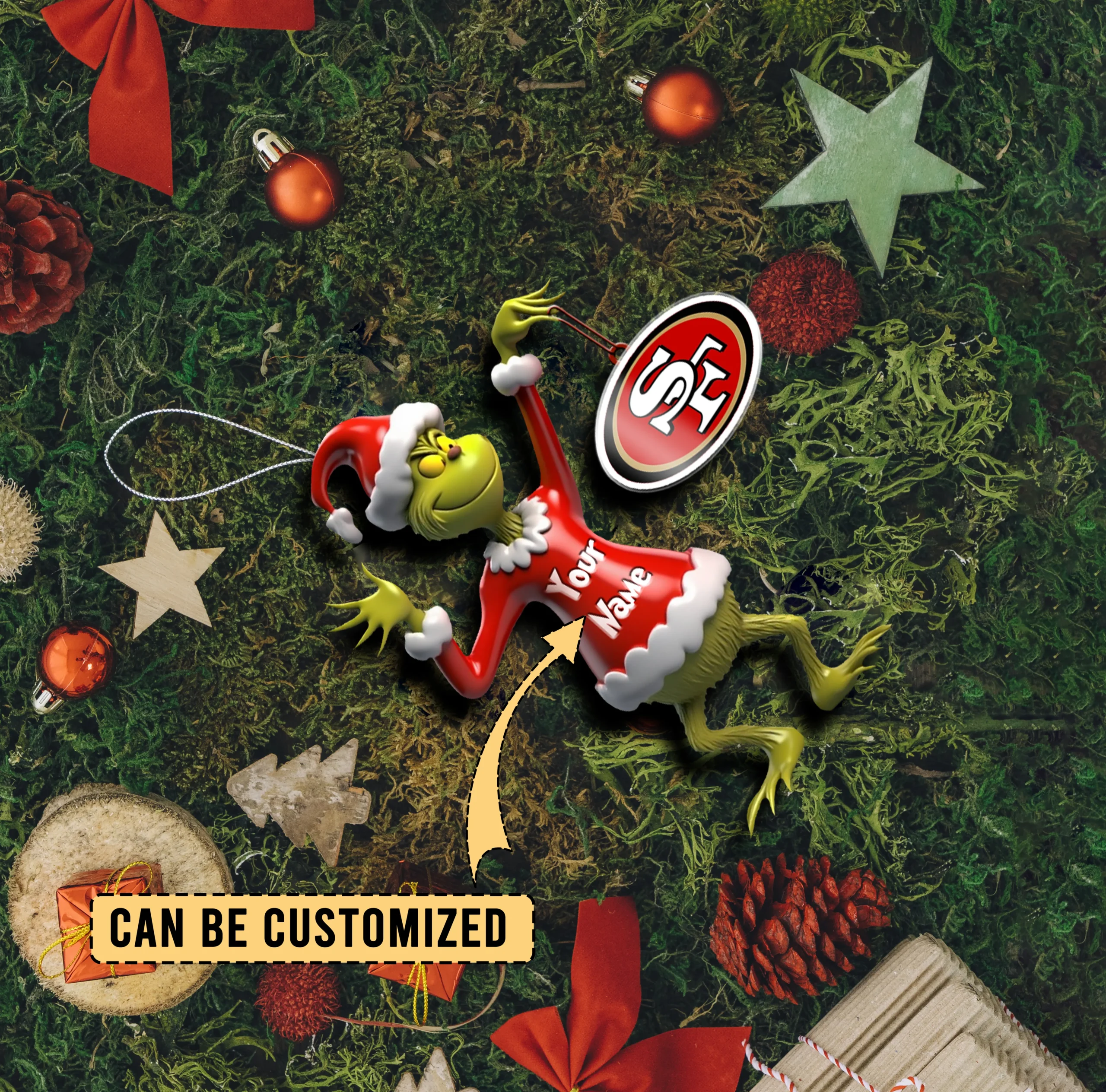 Sportswearmerch San Francisco 49ers NFL x The Grinch Acrylic Ornament Gift For Fans