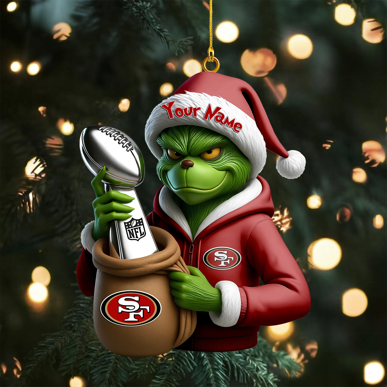 Sportswearmerch San Francisco 49ers NFL x The Grinch Acrylic Ornament Gift For Fans
