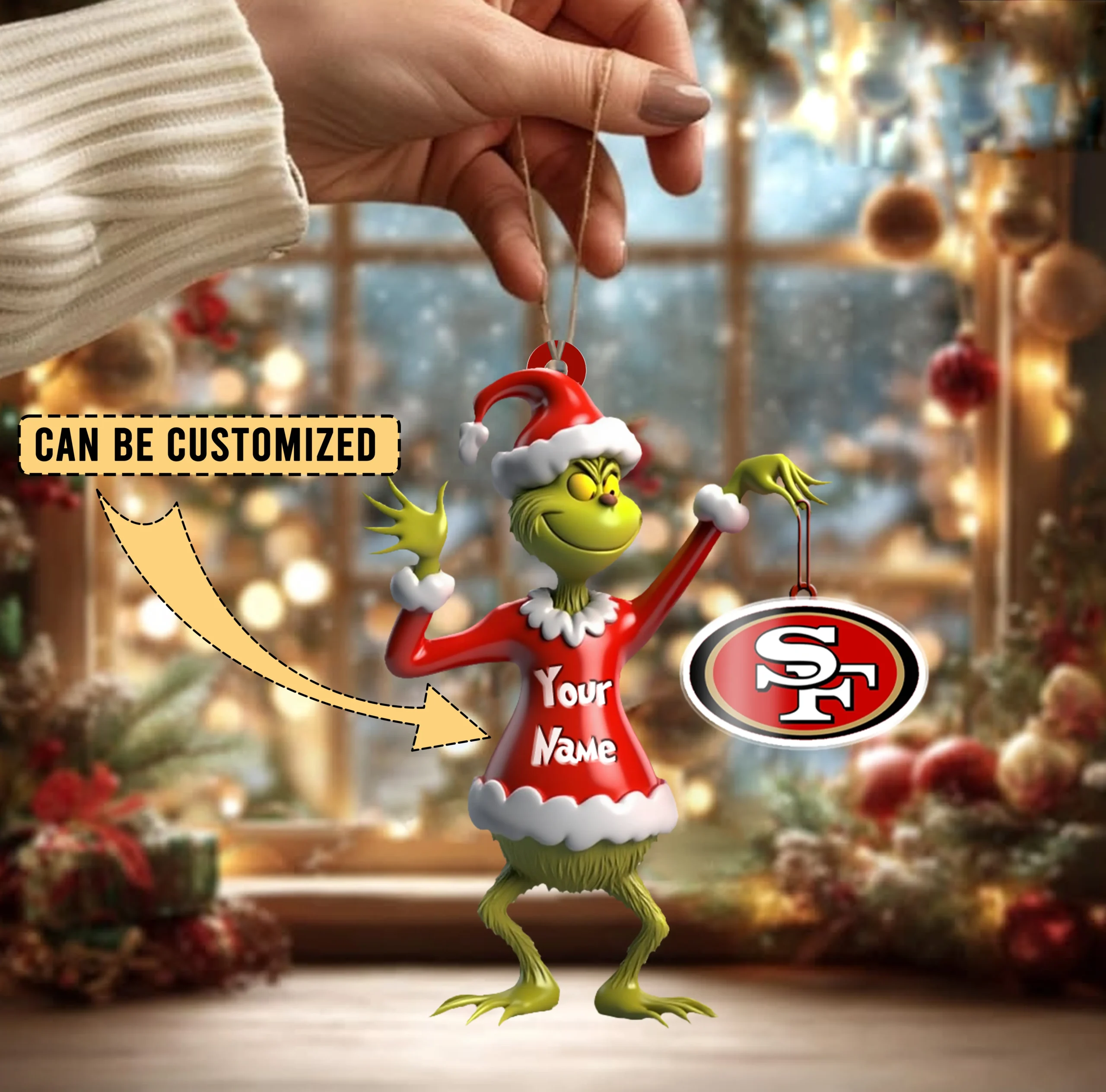 Sportswearmerch San Francisco 49ers NFL x The Grinch Acrylic Ornament Gift For Fans