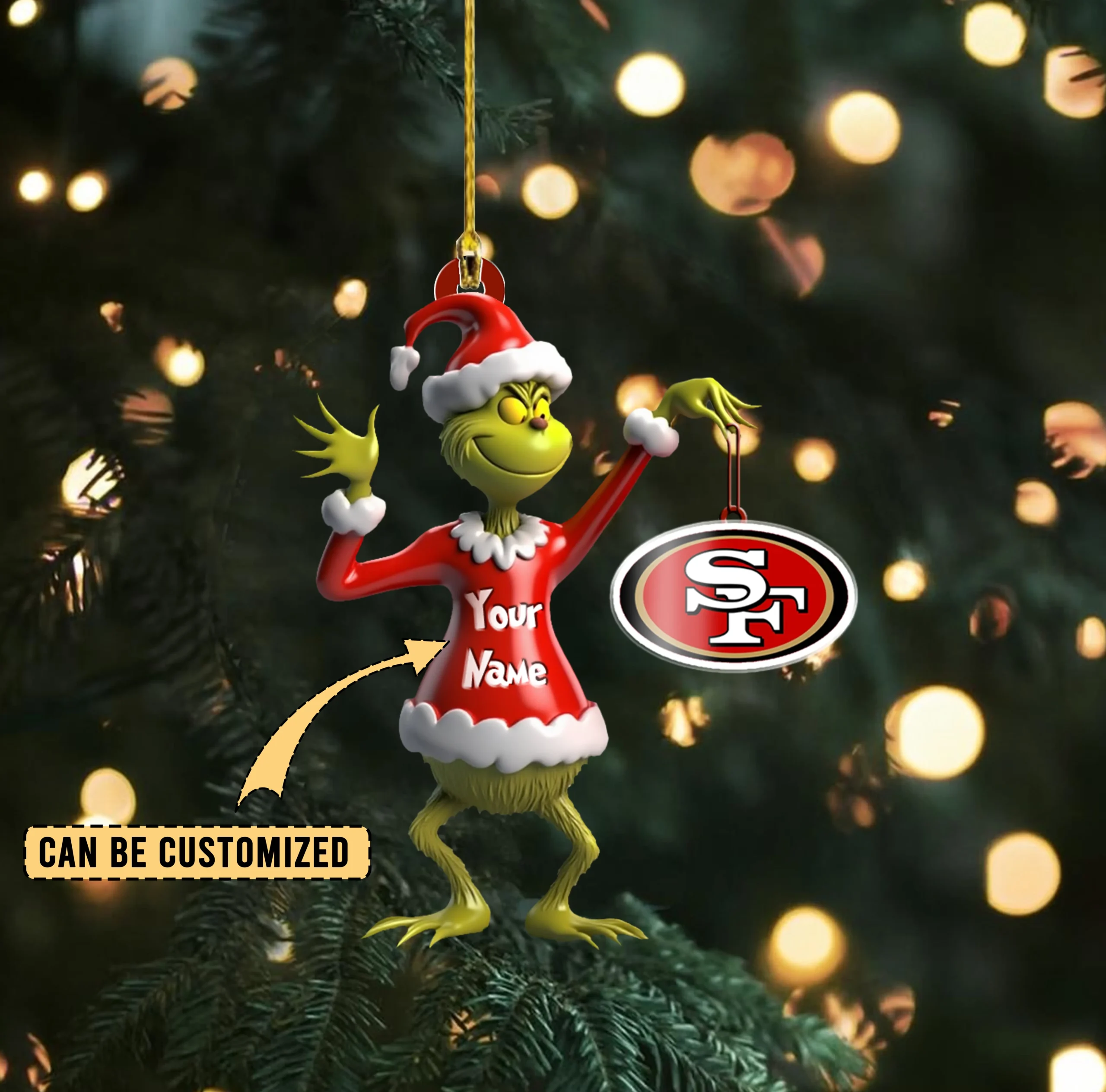 Sportswearmerch San Francisco 49ers NFL x The Grinch Acrylic Ornament Gift For Fans