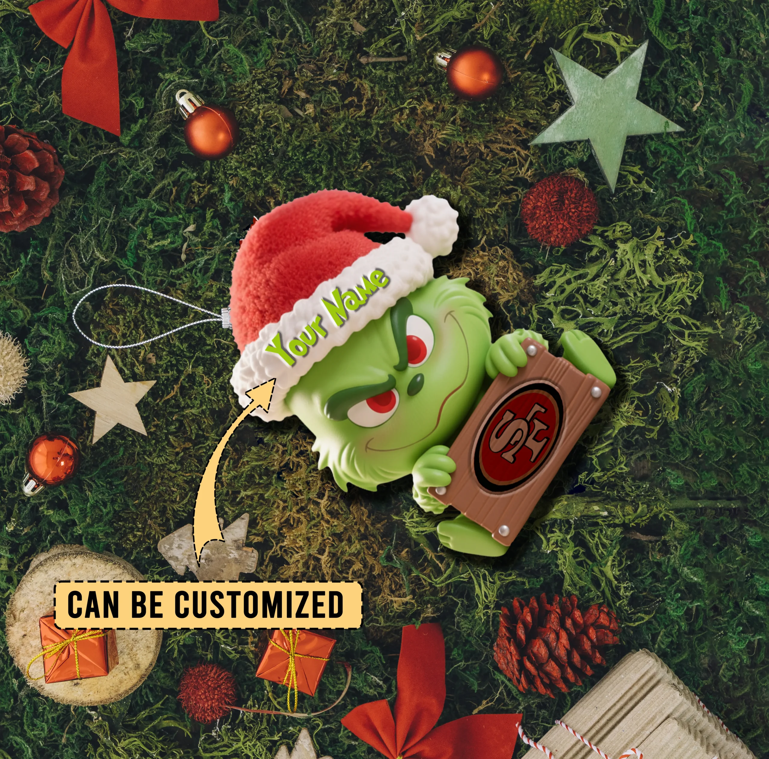 Sportswearmerch San Francisco 49ers NFL x The Grinch Acrylic Ornament Gift For Fans