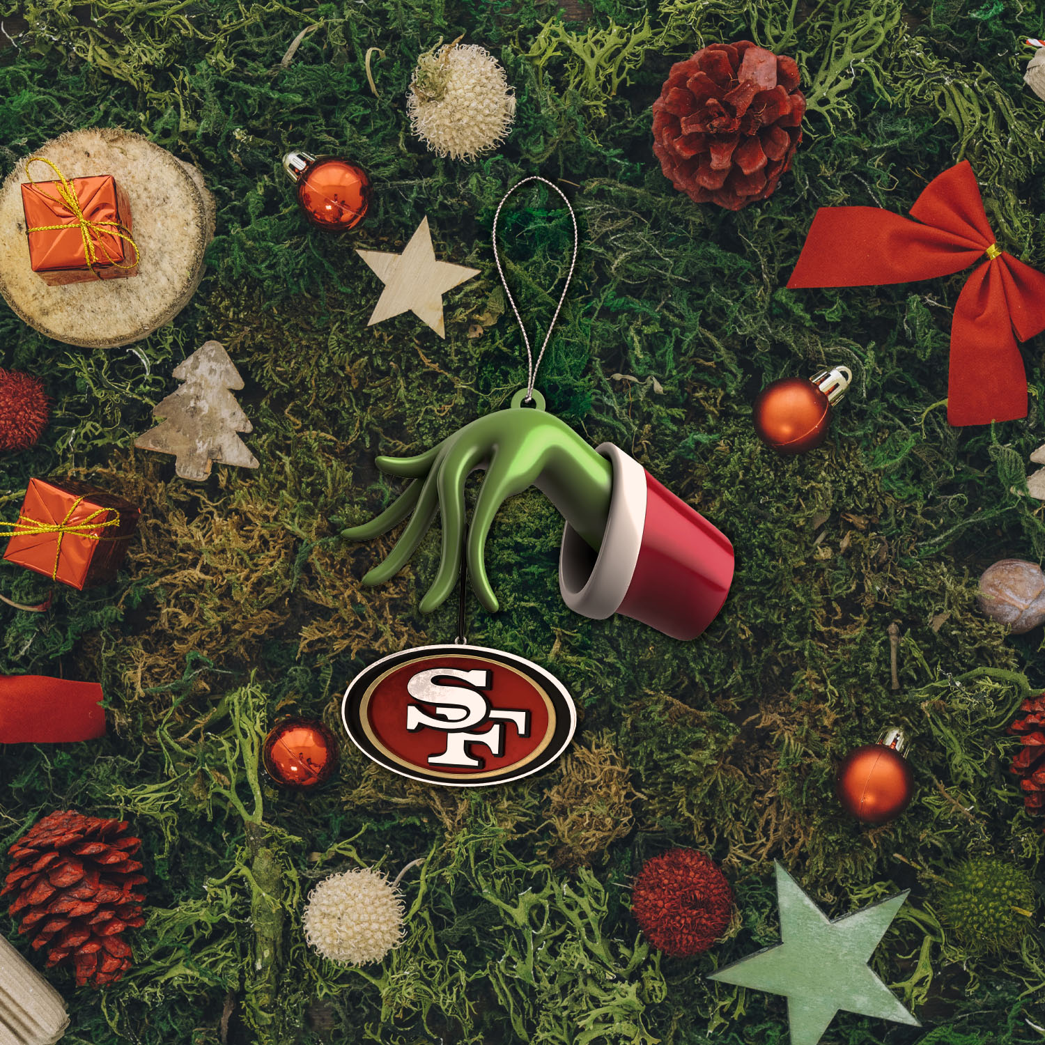 Sportswearmerch San Francisco 49ers NFL x The Grinch Christmas Acrylic Mix Wooden Ornament Gift For Fans