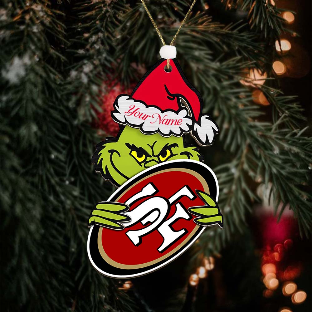 Sportswearmerch San Francisco 49ers NFL x The Grinch Christmas Acrylic Ornament Gift For Fans
