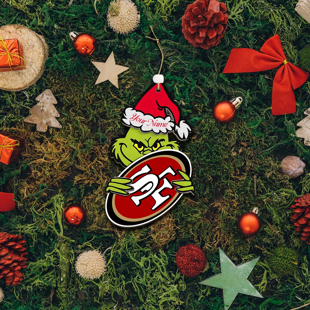 Sportswearmerch San Francisco 49ers NFL x The Grinch Christmas Acrylic Ornament Gift For Fans