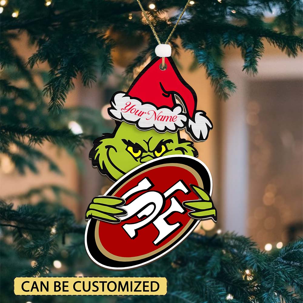 Sportswearmerch San Francisco 49ers NFL x The Grinch Christmas Acrylic Ornament Gift For Fans