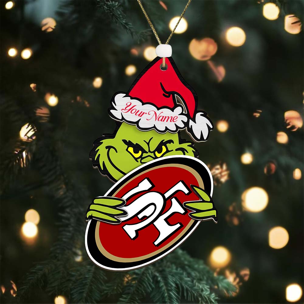 Sportswearmerch San Francisco 49ers NFL x The Grinch Christmas Acrylic Ornament Gift For Fans