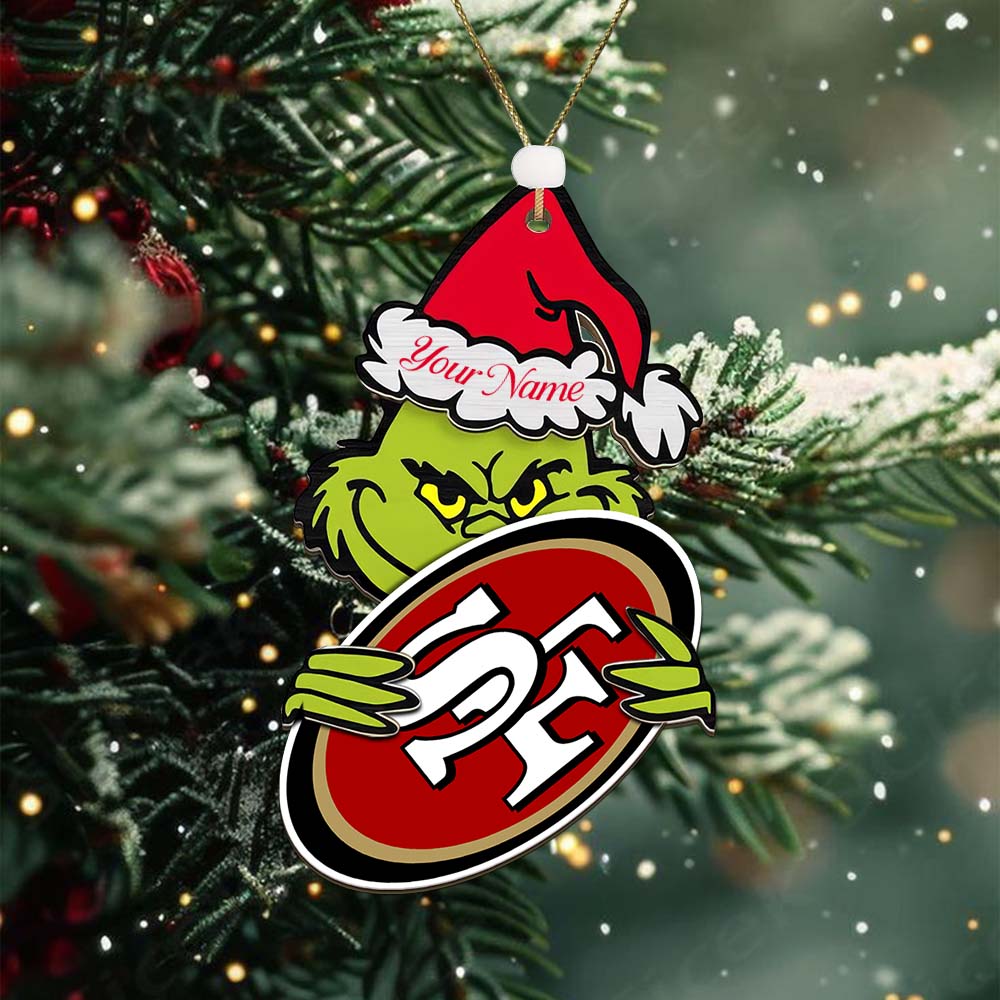 Sportswearmerch San Francisco 49ers NFL x The Grinch Christmas Acrylic Ornament Gift For Fans