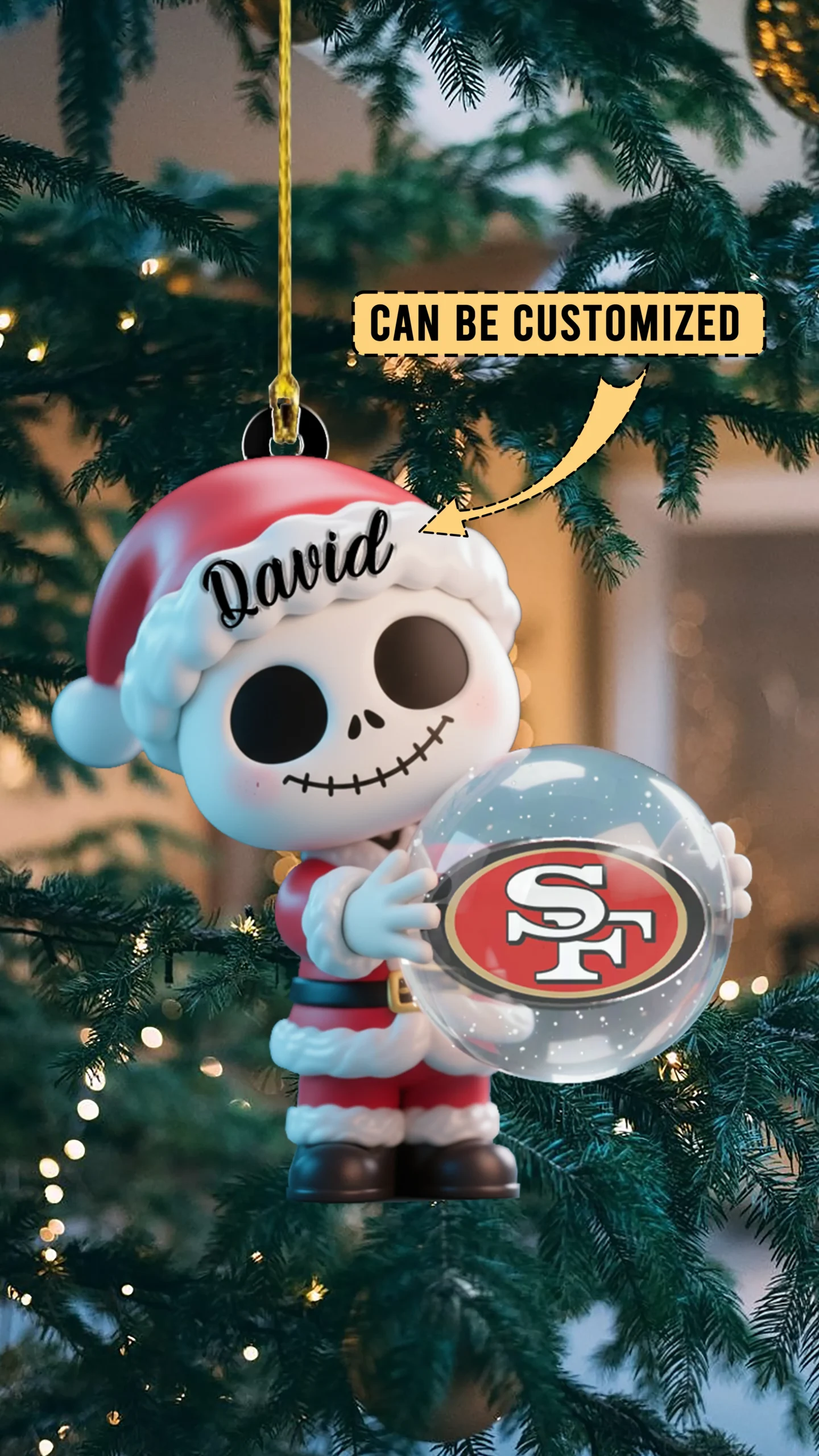 Sportswearmerch San Francisco 49ers NFL x The Nightmare Before Christmas Acrylic Ornament Gift For Fans