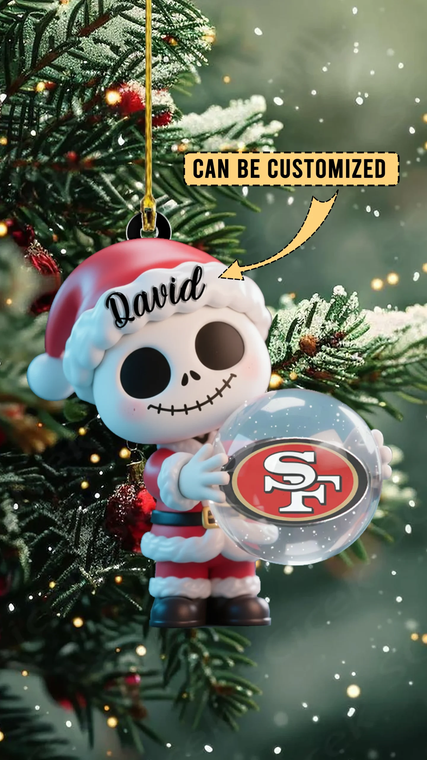 Sportswearmerch San Francisco 49ers NFL x The Nightmare Before Christmas Acrylic Ornament Gift For Fans