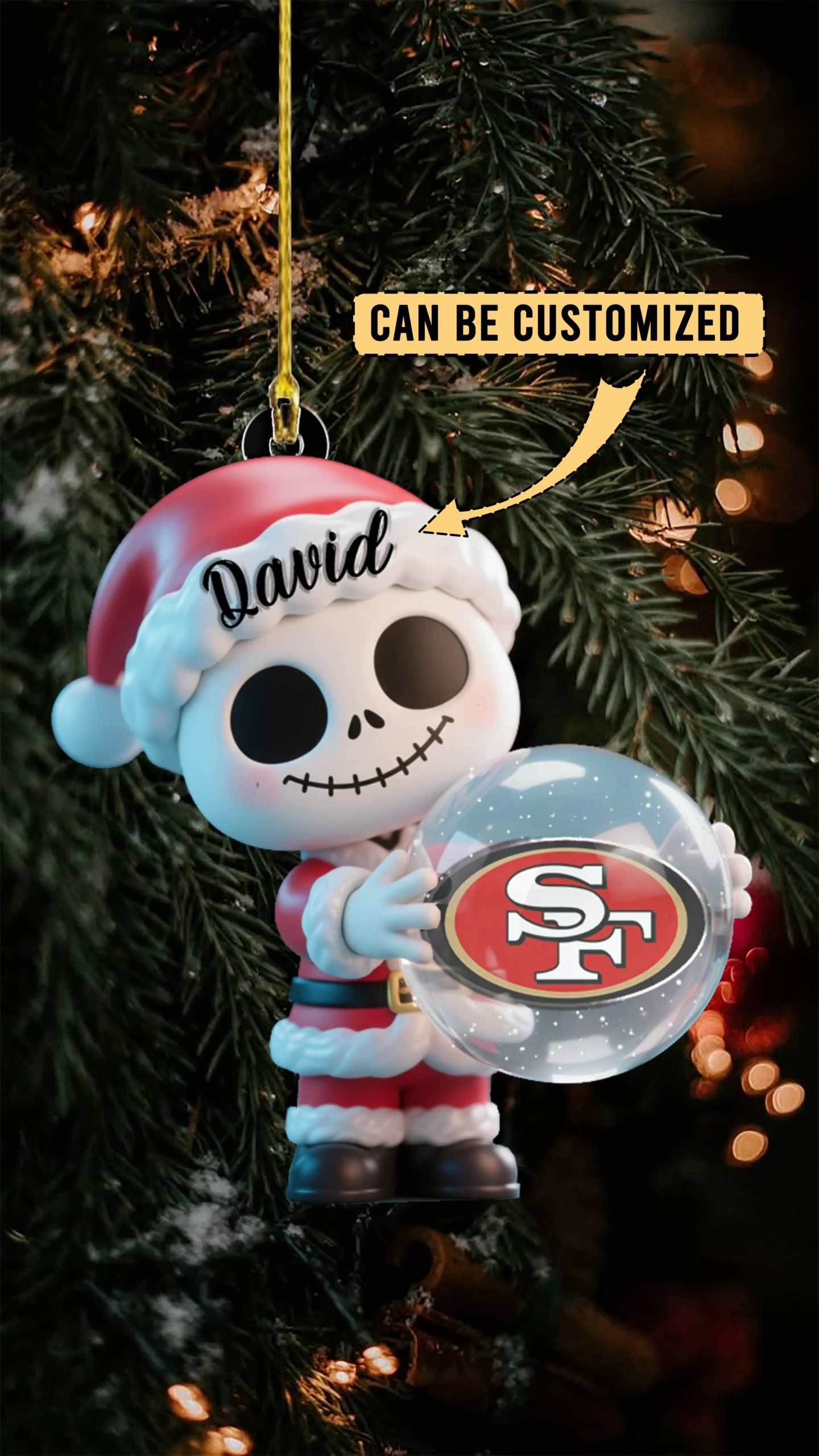 Sportswearmerch San Francisco 49ers NFL x The Nightmare Before Christmas Acrylic Ornament Gift For Fans