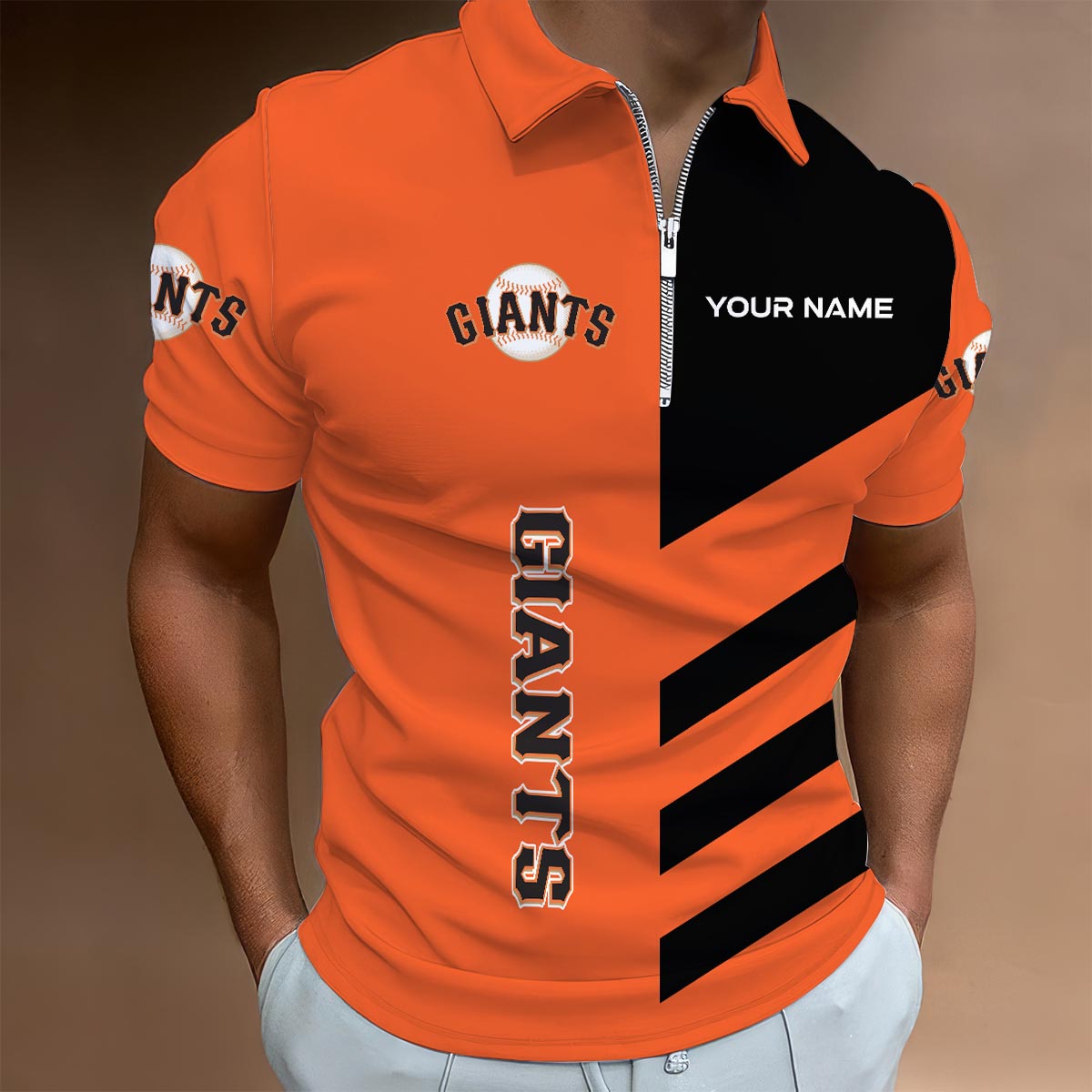 Sportswearmerch San Francisco Giants MLB Lapel Zip Polo Shirt For Fan