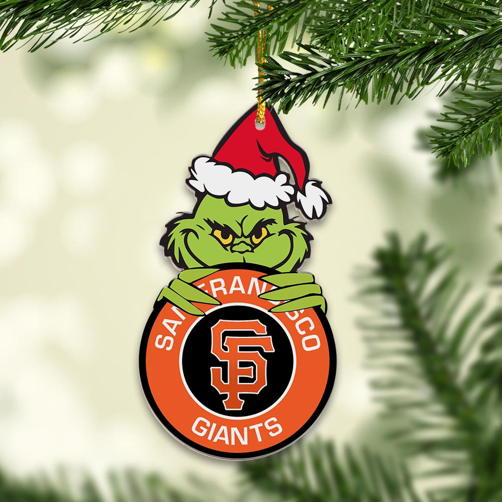 Sportswearmerch San Francisco Giants MLB x Grinch Christmas Acrylic Ornament For Fans