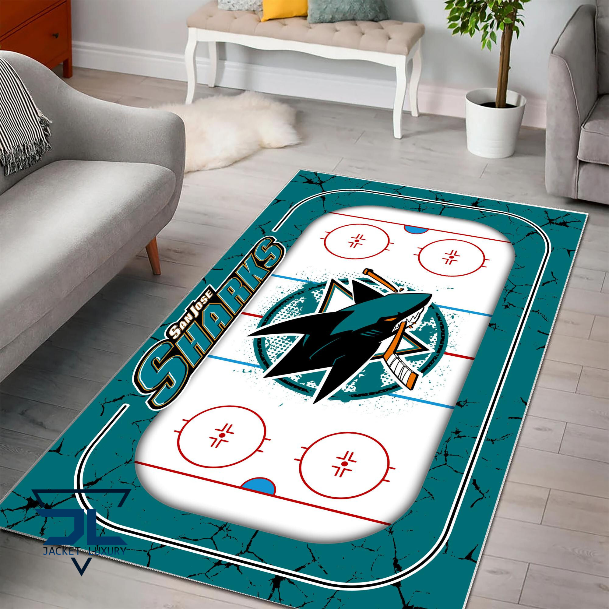 Sportswearmerch San Jose Sharks NHL Area Rug For Fan