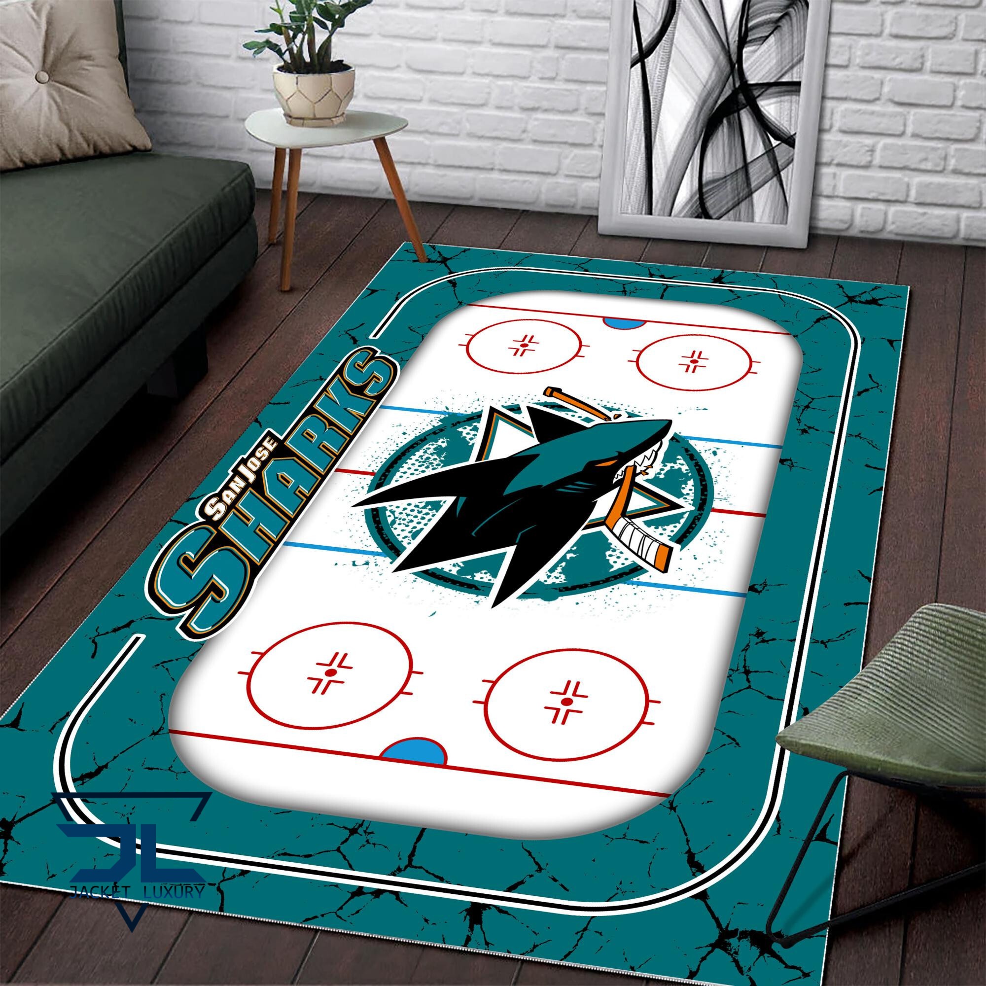 Sportswearmerch San Jose Sharks NHL Area Rug For Fan